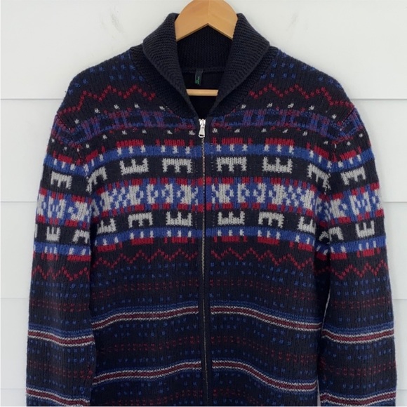 Vintage 100% Wool Zip Up Sweater XL - Picture 4 of 11